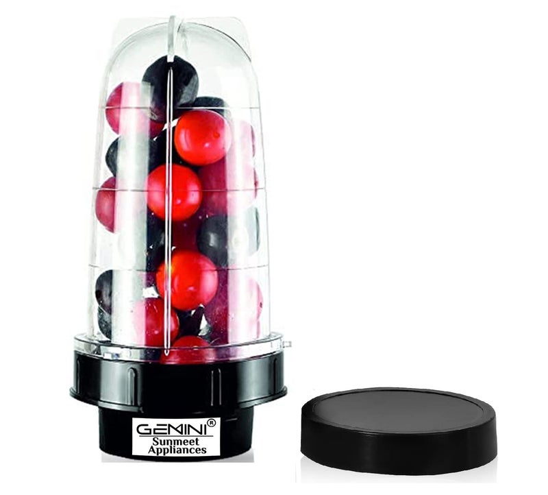 Gemini Big Bullet Jar for Mixer Grinder Large Set of 1 530 ML ABS Transparent Plastic Mixer Juicer Jar Black NSA19 - Image 1