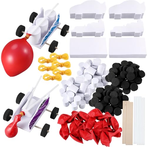Sonwyoung 20 Sets Car Balloon DIY Steam Kits Balloon Power Car Kits Recoil Car for Kids Classroom Stem Educational and Science Activities - Image 1