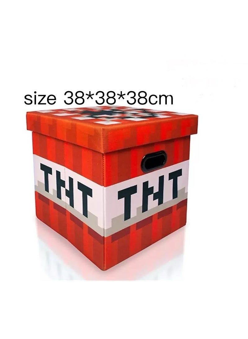 TNT Foldable Minecraft Storage Box - Chest Cube Organizer for Toys & Clothes, kids room storage treasure chest size :38x38x38cm 
