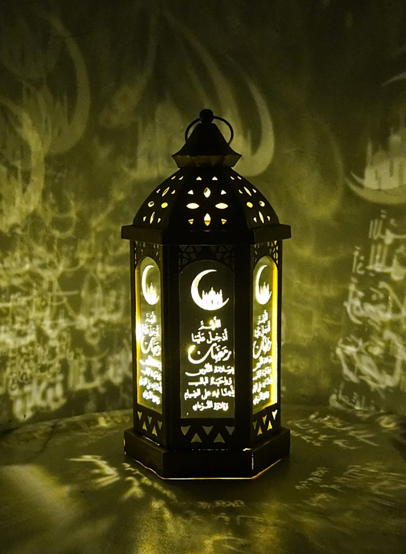 VUCATIN Ramadan Candle Lantern 11.2'' LED Eid Mubarak Lantern Decorative Moon Star Ramadan Lights LED Vintage Metal Hanging Holder for Home Indoor Outdoor Tabletop Festival Party Decor - Image 1