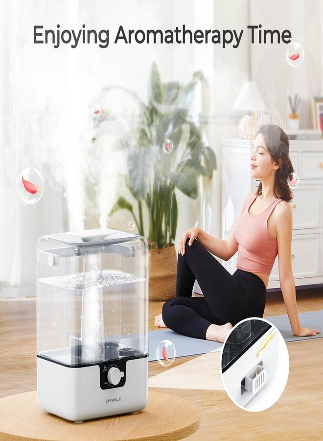 CHIVALZ 6L Humidifiers for Bedroom Large Room Home, Cool Mist Top Fill Humidifiers for Baby Nursery and Plants, 26dB Quiet, Nightlight, Up to 50 Hours, Oil Diffuser 1 Pack + 2 Mist Outlets White - Image 5