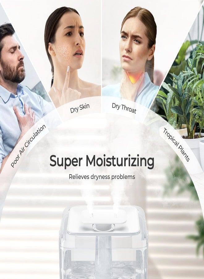 CHIVALZ 6L Humidifiers for Bedroom Large Room Home, Cool Mist Top Fill Humidifiers for Baby Nursery and Plants, 26dB Quiet, Nightlight, Up to 50 Hours, Oil Diffuser 1 Pack + 2 Mist Outlets White - Image 4