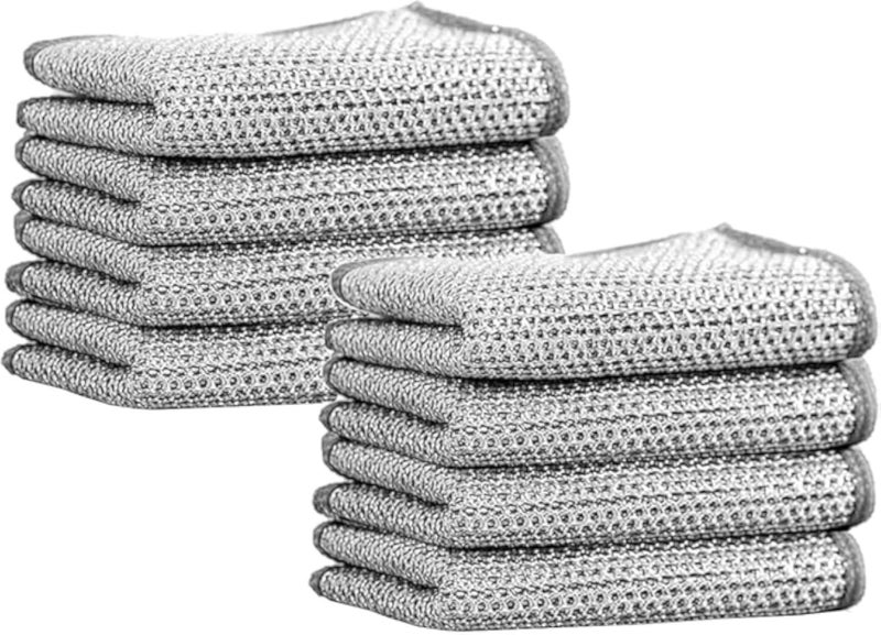 6 Pack Non-Scratch Wire Dishcloth, Multipurpose Wire Dishwashing Rags for Wet and Dry, Easy Rinsing, Reusable, Wire Cleaning Cloth Wire Dish Towels for Kitchen, Sinks, Pots, Pans