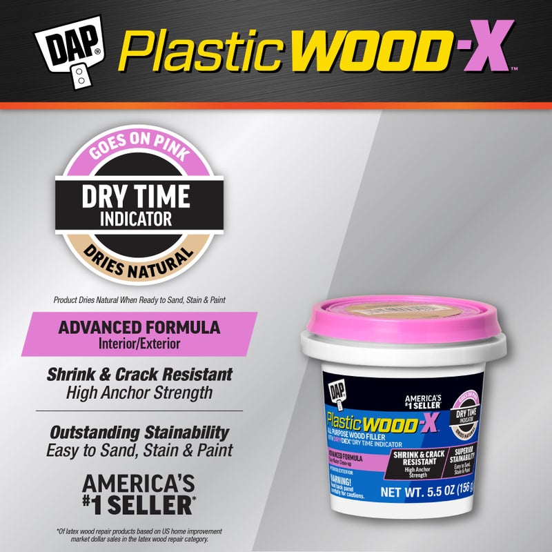 DAP Plastic Wood-X with DryDex Wood Filler, Natural, 5.5 Oz (7079800540) - Image 2