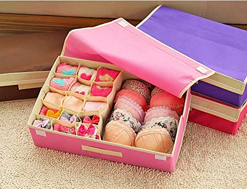 Styleys 15+1_Purple Non Woven Multi Compartment Cell Foldable Storage Box/Closet Organizer/Non-Smell Drawer Organizer for Underwear Closet Storage Socks, Bra, Panty, Tie, Scarf - Image 5