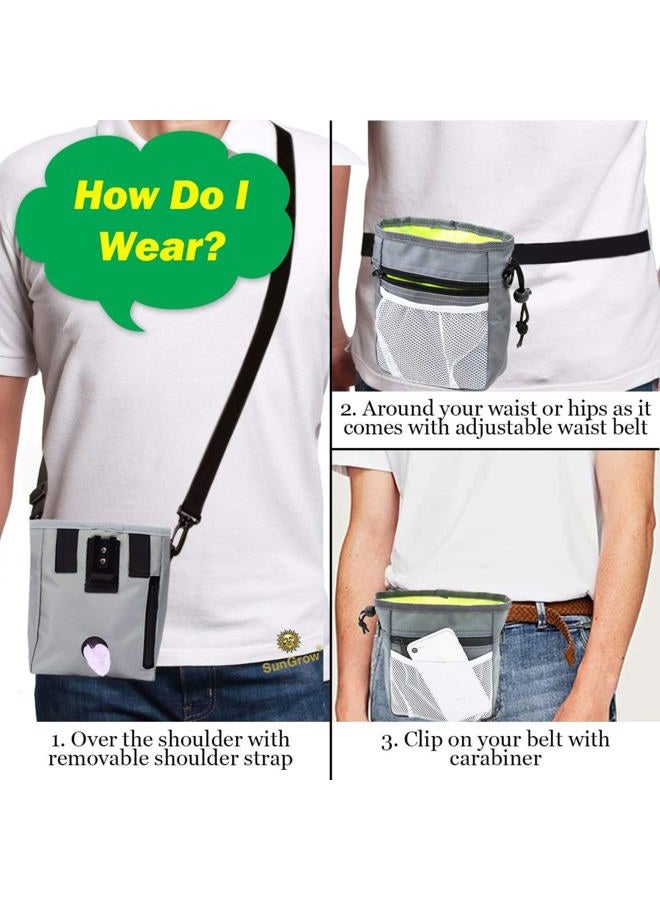 SunGrow Dog, Ferret & Parrot Training Pouch, Training Bag for Treats, Kibbles, Toys & Accessories, Gray, Multiwear and Weather-Proof - Image 5