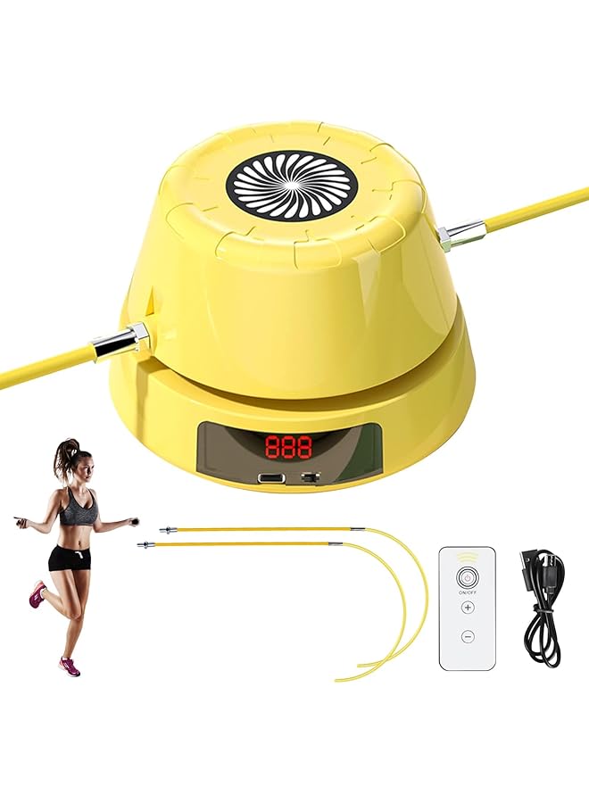 Intelligent Jump Rope Machine, Automatic Electric Rope Skipping Machine Multiplayer Jumping Rope with LED Display Adjustable Jump Rope with Counter Training Counting Rope Machine for Gym Party Home