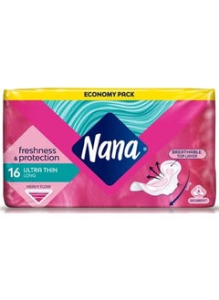 Nana Nana Ultra Thin Long Sanitary Pads With Wings 16 Count  - Image 1