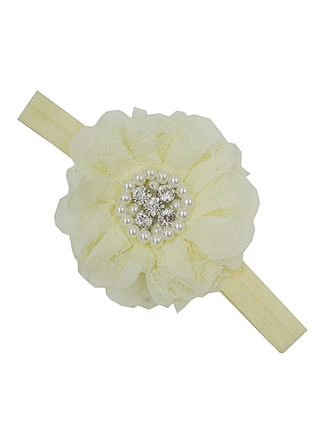 ربطة رأس مرنة بتصميم زهور من الدانتيل بيج