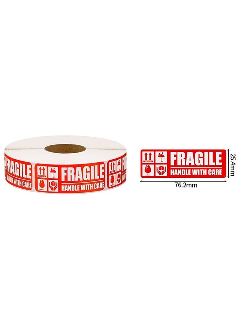 2000pcs Fragile Stickers (3 x 1 inch) Self Adhesive, Small Handle With Care Warning Labels for Shipping and Moving (2 Rolls=2000 Labels)