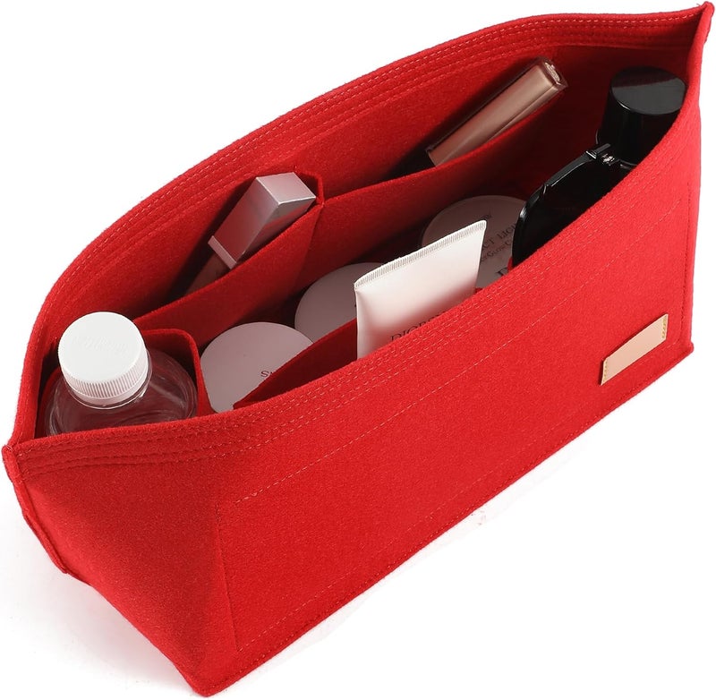 Doxo Purse Organizer Insert for Handbags&Tote Felt Bag Fits Speedy and Neverfull ONTHEGO,3 Sizes/6 Color, Red Bag, L - Image 1