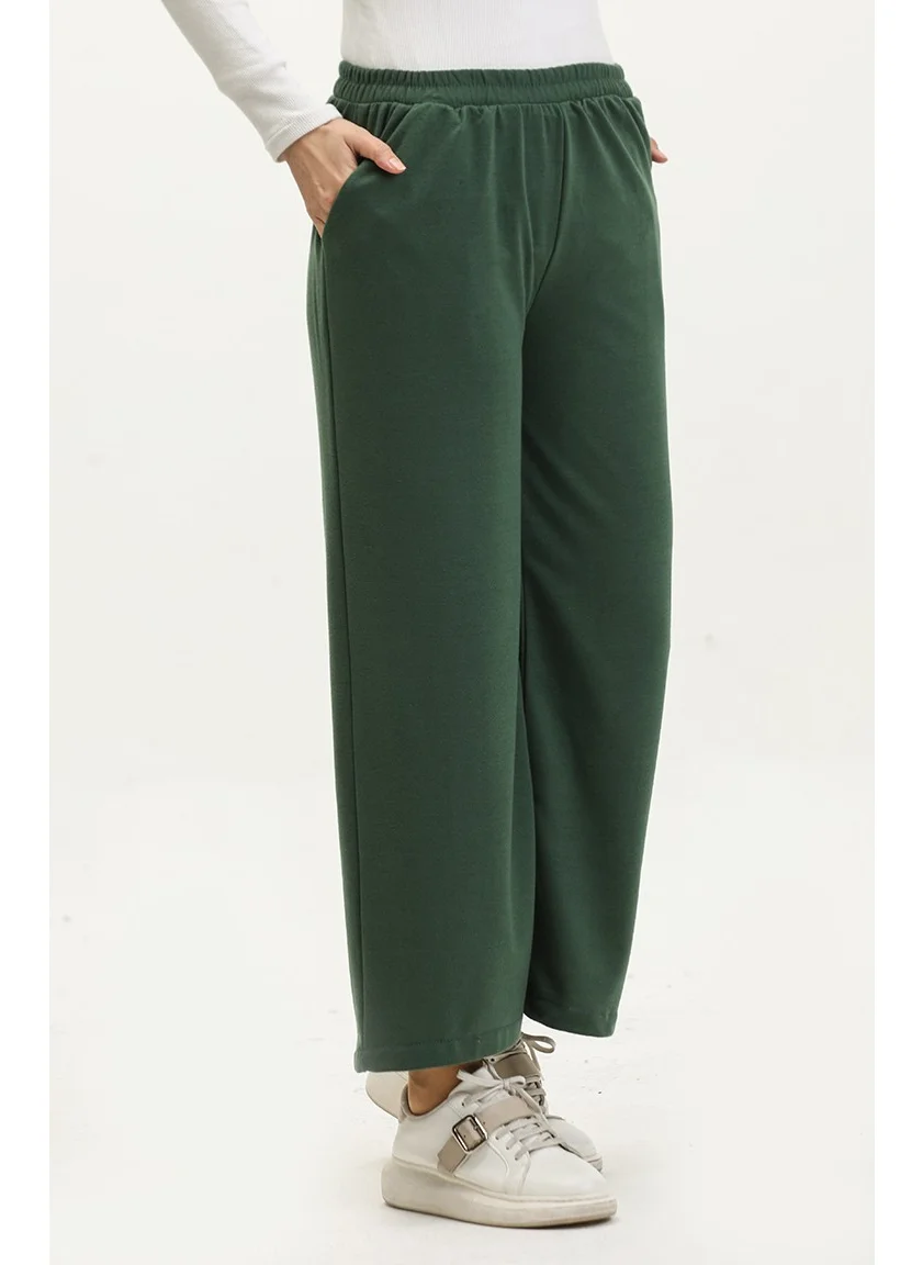 Sefa Merve Pocket Wide Leg Sweatpants 0283-02 Emerald Green