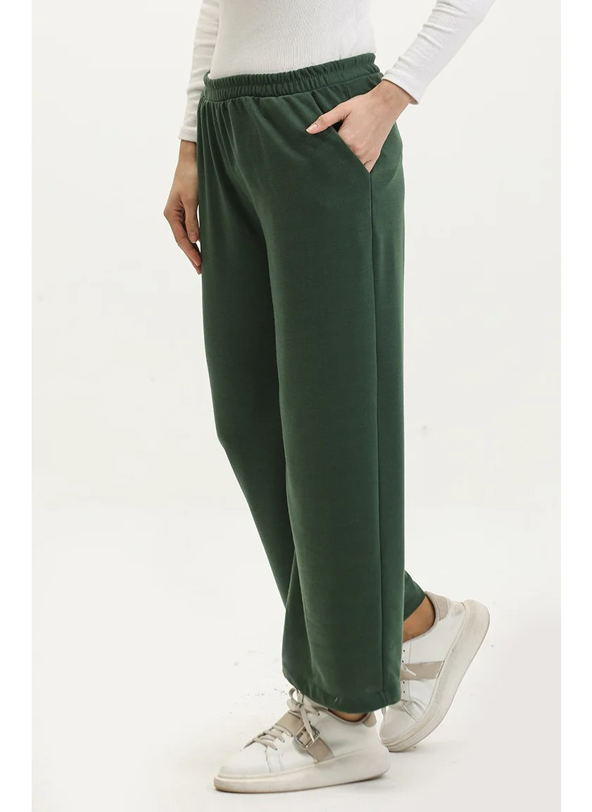 Sefa Merve Pocket Wide Leg Sweatpants 0283-02 Emerald Green