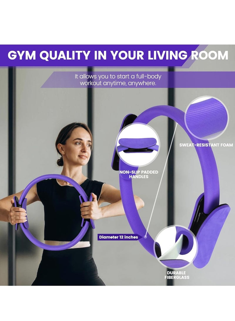 أوزيغالور مجموعة أساسيات حلقة بيلاتيس للنساء، مجموعة معدات التمرين المنزلي مع كرة 9.8 بوصة، أشرطة مقاومة، دائرة سحرية، ملحقات - Image 3