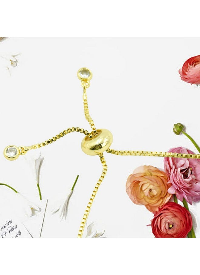 locisne 18K Gold Plated Flower Zircon Link Lucky Clover Bracelet For Women Fashion Simple Five Leaf Bracelet Flower Braceletw Jewelry Gifts Trendy For Women Mom Friend Daughter  - Image 5