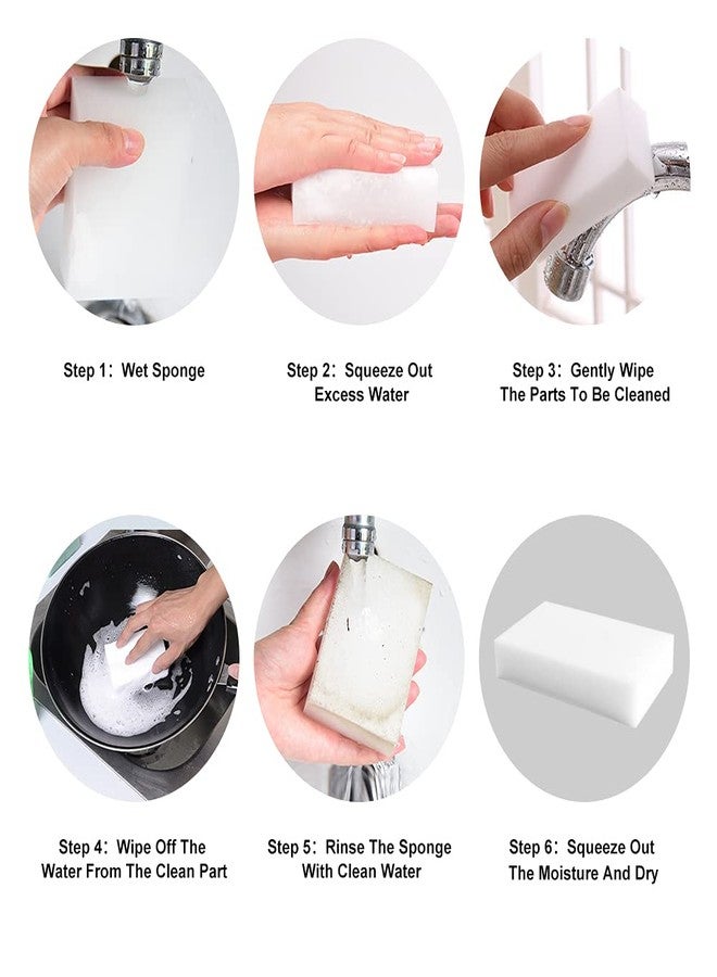 POWOBEST Magic Erasers Sponge, 100 Pack Extra Premium Melamine Sponge Foam Cleaning Pads in Bulk, Non-Scratch Scrub Sponge, Household Cleaning Kitchen Dish Sponges (White) - Image 3