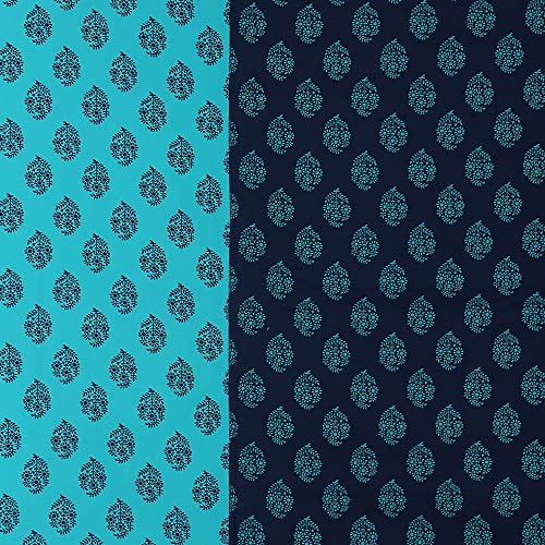 Swayam Pure Cotton Double Bedsheet with 2 Pillow Covers | Size 90 x 108 inch | 200 TC | Ethnic Motifs Design | Soft Breathable Bed Sheet | Comfortable & Durable for Bedroom - Blue - Image 5