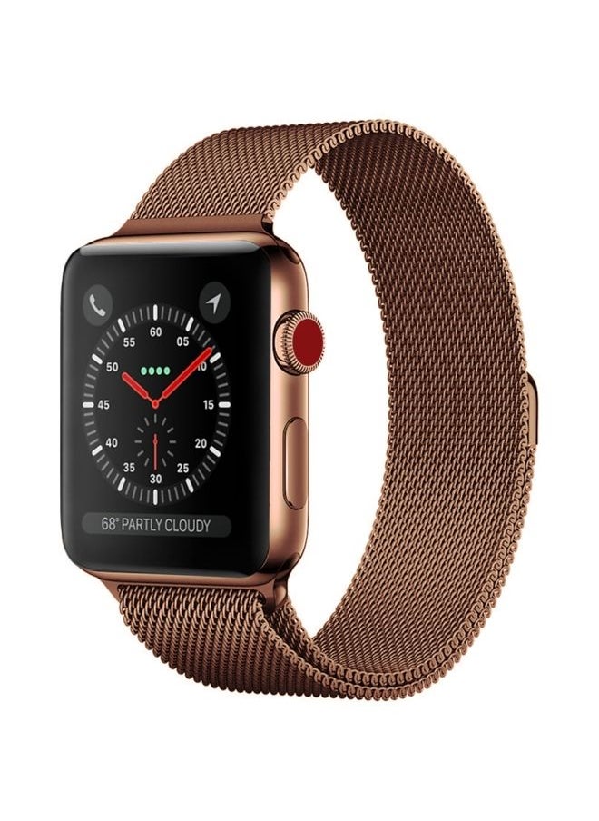 Generic - Replacement Strap For Apple Watch Series 9&8&7 41mm / 6 & SE & 5 & 4 40mm / 3 & 2 & 1 38mm Milanese Loop Magnetic Stainless Steel Watch Band Bronze Gold - Image 1