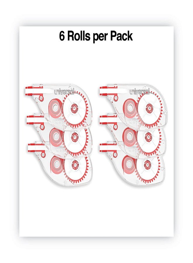 Universal One Universal 75610 Side-Application Correction Tape, Clear Red Applicator, 0.2-inch x 393-inch, 6/Pack - Image 2