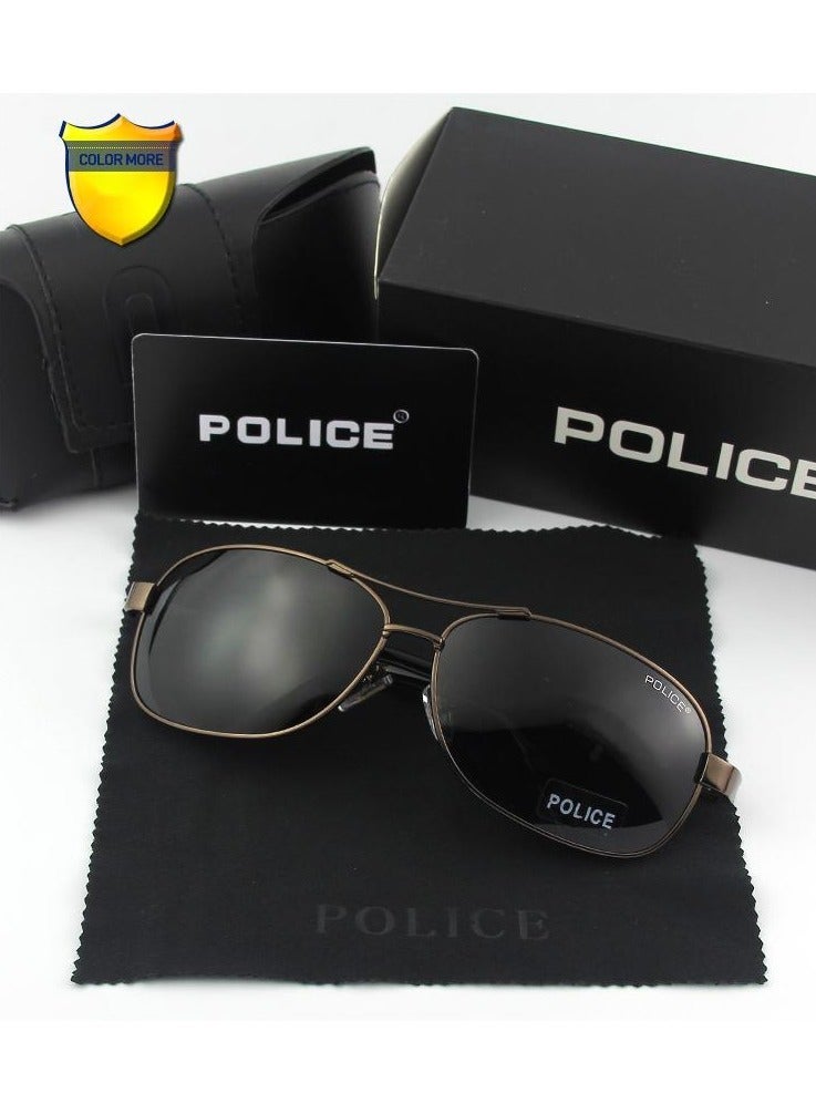 POLICE Men Driving Polarized Sunglasses ,Cycling Sunglasses,with UV 400 Protection Sun Glasses Black Gold - Image 1