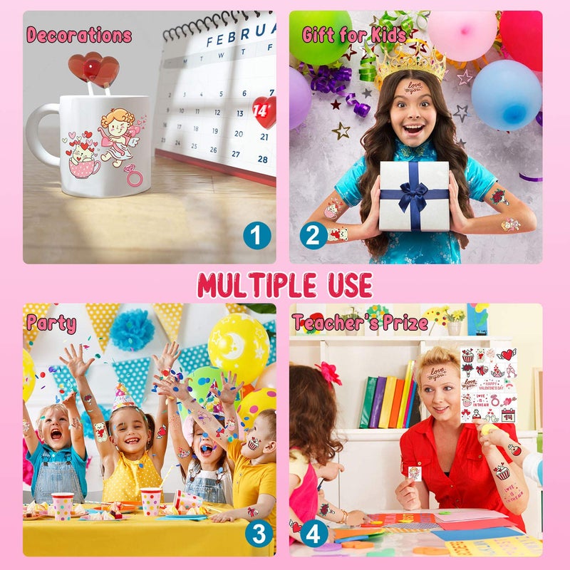 Partywind Luminous Valentines Day Temporary Tattoos for Kids  38 Styles Glow Valentines Day Decorations Party Favors Supplies Decor  Valentine Heart Stickers for Kids to Exchange (2 Sheets) - Image 3