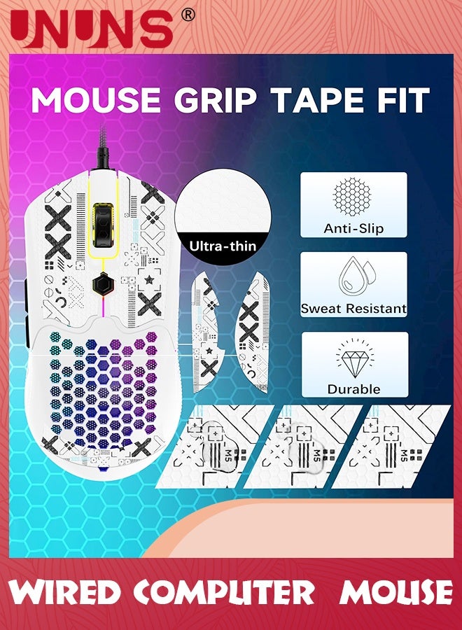UNUNS Wired Gaming Mouse,M5 RGB Lightweight PC Gaming Mice With 12000 DPI 6 Programmed Buttons,65g Honeycomb Shell,Ultralight Ultraweave Cable,Pixart 3325 Optical Sensor Gamer Mice,White - Image 3