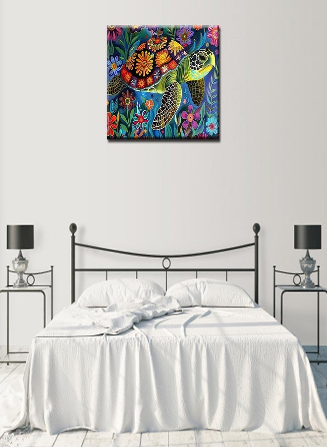 Aihonmin Marine Turtle Paint by Numbers for Adults,flowers DIY Acrylic Watercolor Painting by Numbers for Beginners 16x20 inch Painting Craft On Canvas Home Decor(without frame) - Image 3