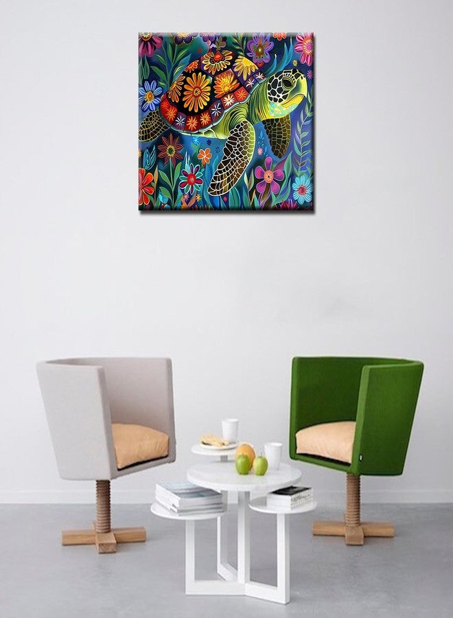 Aihonmin Marine Turtle Paint by Numbers for Adults,flowers DIY Acrylic Watercolor Painting by Numbers for Beginners 16x20 inch Painting Craft On Canvas Home Decor(without frame) - Image 2