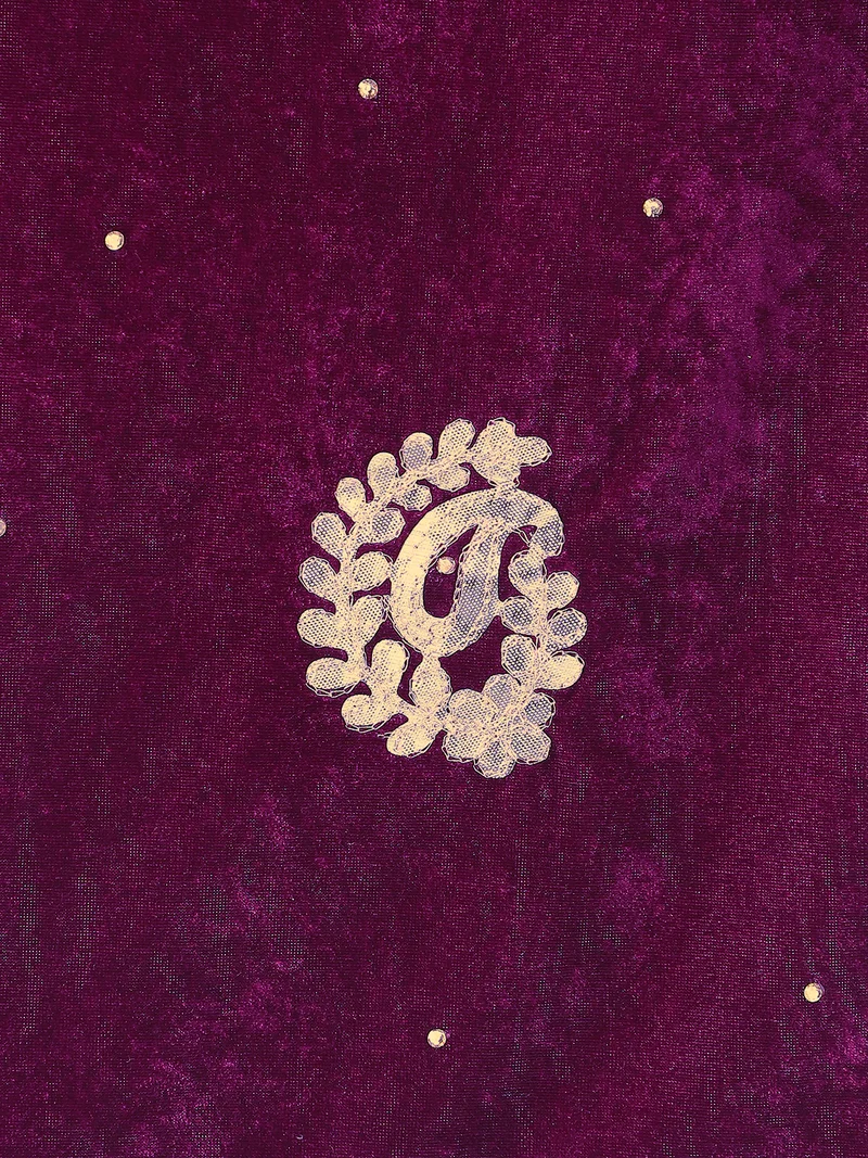 globus Globus Women Purple Paisley Embroidered Gotta Patti Detail Embellished Velvet Festive Dupatta