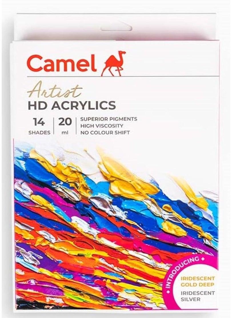 camel Camel Artist HD Acrylic Colour Set 20ml, 14 Shades (Multicolour)  - Image 1