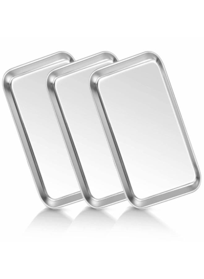 PISSION Medical Tray Stainless Steel (3 Pack), Dental Lab Instruments Surgical Metal Trays Bathroom Organizer - Image 1