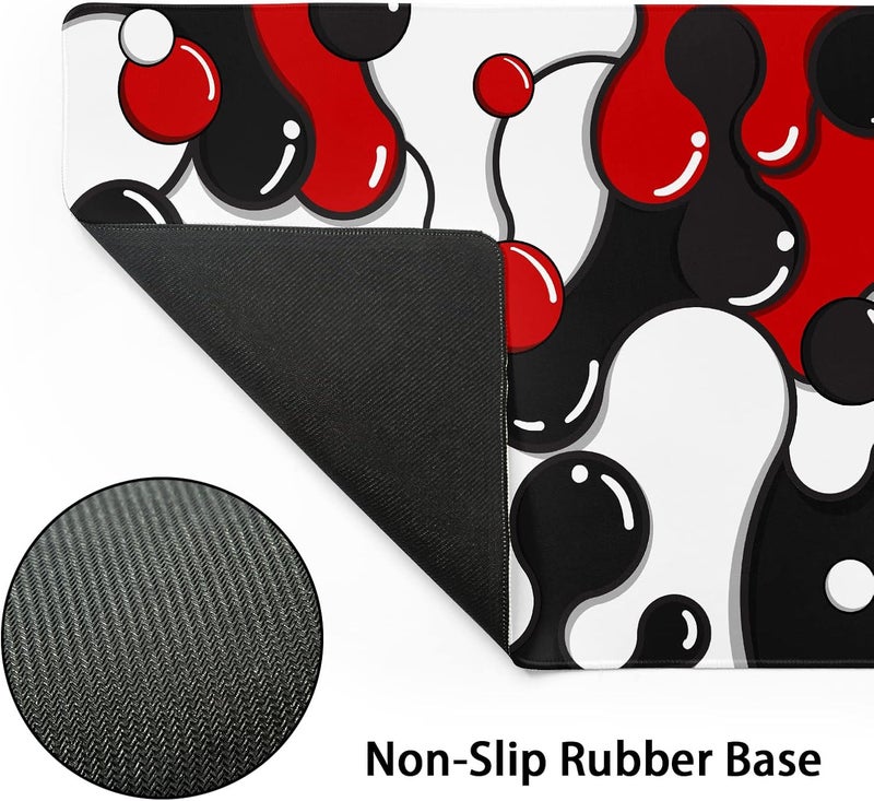 aportt Red Black White Mouse Pad Anime Cool Geometric Japanese Extended Desk Mat 90X40 CM Non-Slip Rubber Base Stitched Edge Large XXL Mousepad for Gaming Laptop Computer Desktop 35.4×15.7 Inch - Image 3