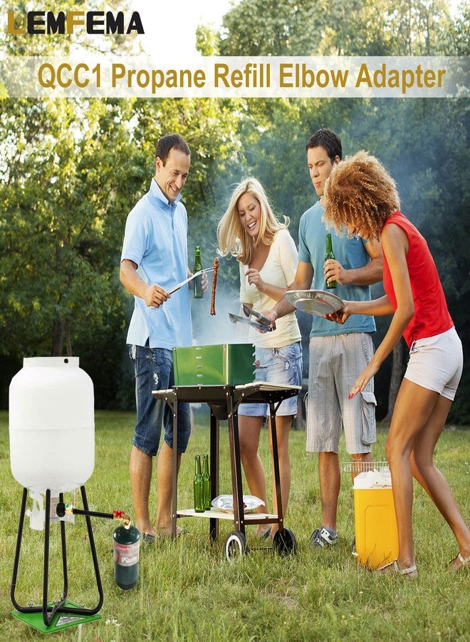 Lemfema QCC1 Propane Refill Adapter, Propane Refill Coupler with ON-Off Control Valve, for Camping Grill 1lb Propane Bottle Tank from 5-40LBS Cylinder, with 4Pcs Bottle Thread Protection Cap - Image 5