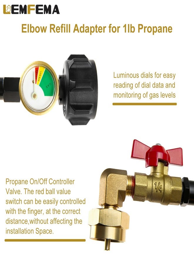 Lemfema QCC1 Propane Refill Adapter, Propane Refill Coupler with ON-Off Control Valve, for Camping Grill 1lb Propane Bottle Tank from 5-40LBS Cylinder, with 4Pcs Bottle Thread Protection Cap - Image 3