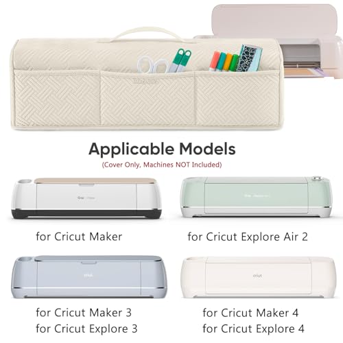 IMAGINING Stretchy & Washable Padded Dust Cover Compatible with Cricut Maker 3, Maker 4, Explore Air 2, Explore 3, Explore 4 Machines – with Pockets for Cricut Accessories and Suppliers, Tools - Image 4