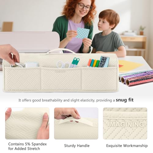 IMAGINING Stretchy & Washable Padded Dust Cover Compatible with Cricut Maker 3, Maker 4, Explore Air 2, Explore 3, Explore 4 Machines – with Pockets for Cricut Accessories and Suppliers, Tools - Image 2