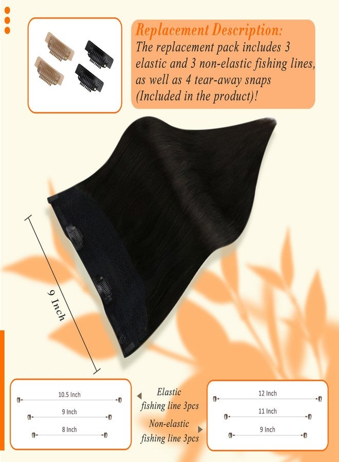 Fshine Invisible Wire Hair Extensions Real Human Hair 20 Inch Hair Extensions For Women Color Natural Black Fish Line Extensions For Women 80G One Piece Clip In Human Hair For Women - Image 4