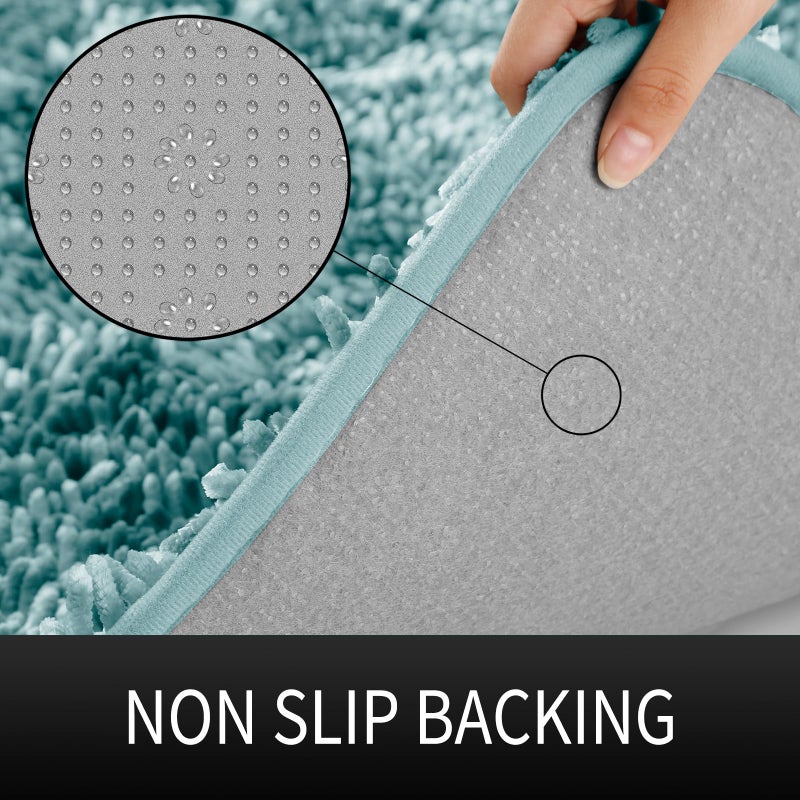 Yimobra Long Chenille Bathroom Rug Mat 44.1 x 24  Soft Comfortable Non-Slip Large Size Bath Mat  Super Absorbent  Machine Washable Quick Dry  Luxury Plush Thick Runer Bath Rug Mat  Greyish Blue - Image 3