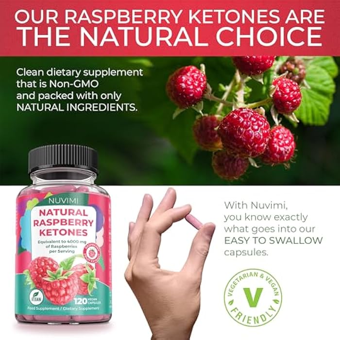 NUVIMI Raspberry Ketones - 4000 mg - Natural Dietary Food Supplement to Help Support Healthy Keto Diet for Men & Women - 120 Vegan Capsules - Image 3