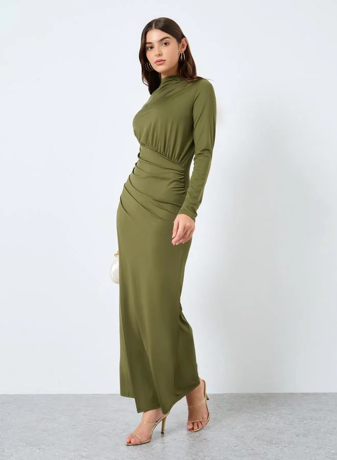 ستايلي فستان طويل سادة بأكمام طويلة