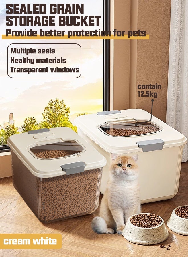 Generic Food containers，Pet food containers，Pet storage bin,Pet food storage box,Cat food storage bucket,Pet vacuum moisture-proof and insect proof grain storage bucket, household large capacity cat and dog food sealed bucket With measuring cup  - Image 1