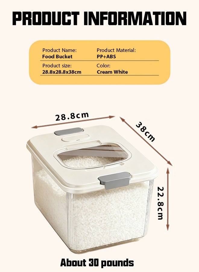 Rice Dispenser 30Lbs(13.6kg), Rice Storage Container Sealed  with Measuring Cup for Kitchen Pantry Household, Insect proof, moisture-proof, sealed surface bucket, flip cover, food grade rice box Large Airtight Food Storage Rice Container for Cereal, Flour - BPA-Free PET, Slim Space-Saving - Image 2