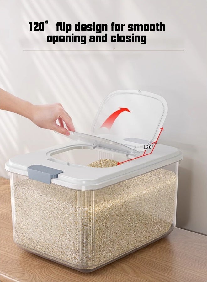 Rice Dispenser 30Lbs(13.6kg), Rice Storage Container Sealed  with Measuring Cup for Kitchen Pantry Household, Insect proof, moisture-proof, sealed surface bucket, flip cover, food grade rice box Large Airtight Food Storage Rice Container for Cereal, Flour - BPA-Free PET, Slim Space-Saving - Image 4