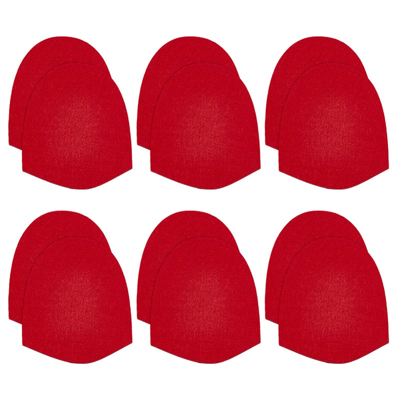 1set 6 Pairs Felt Bowling Shoe Anti-slip Pad Arch Dark Red 120x100x5mm - Image 1