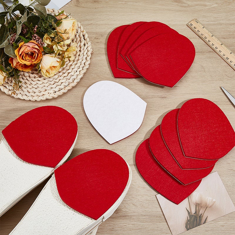 1set 6 Pairs Felt Bowling Shoe Anti-slip Pad Arch Dark Red 120x100x5mm - Image 4