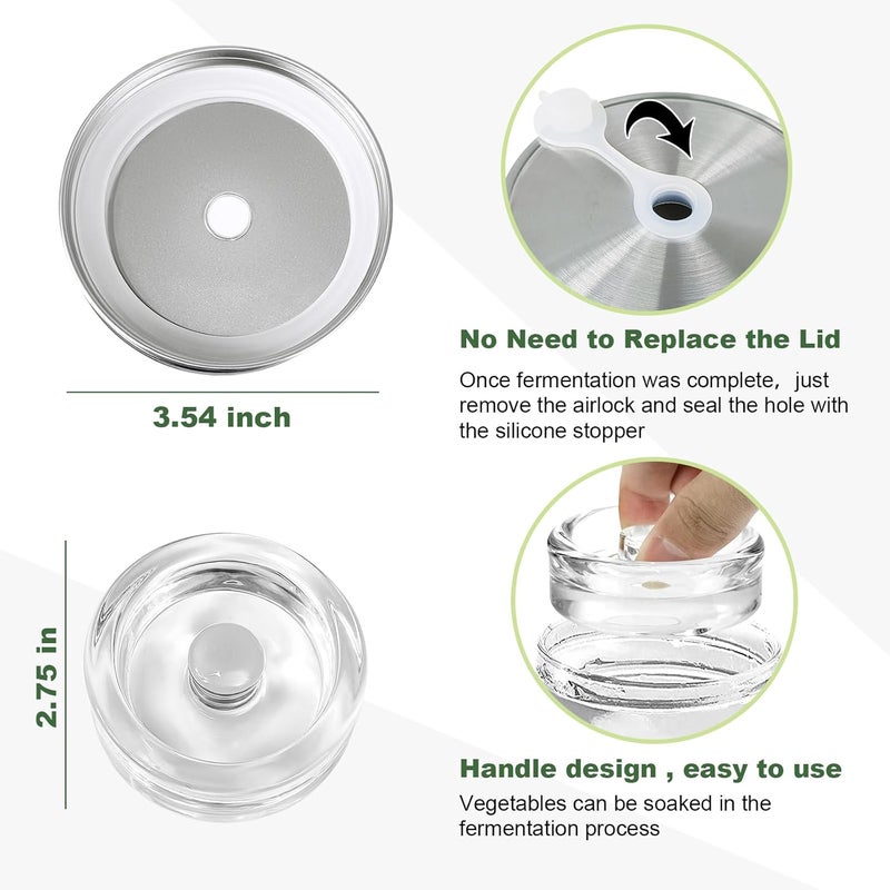 JOBVERT 2 Pack Fermentation Jar Kit,32 oz Mason Jar Fermentation Kit with Fermenting Weights and Airlocks,Wide Mouth Mason Jar for Pickling, Canning and Sauce - Image 3