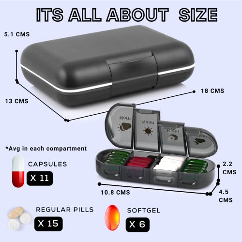 POPCUBE Premium Medicine organizer Box- Waterproof Weekly Medicine organizer- Medicine Box for home, 7 days tablet organizer For Home-Large Pill Organizer Box Case (Black, 4 Compartment) - Image 2