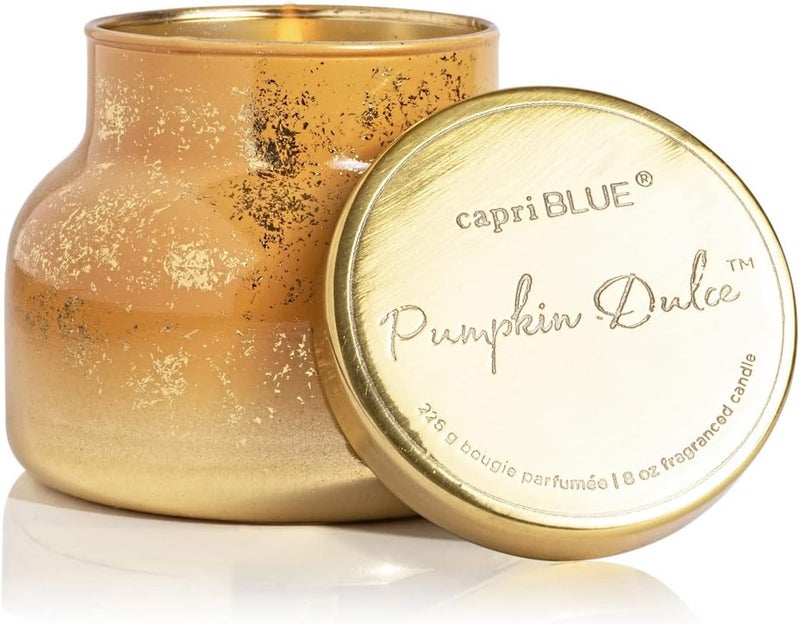 Capri Blue Glimmer Jar Candles - Luxury Holiday Scented Candles for Home - Long Lasting Soy Wax Blend - Scented Holiday & Home Decor - Pumpkin Dulce Petite Signature Jar (8 oz) - Image 1