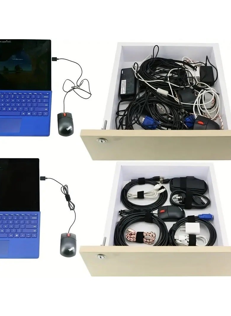 Cable Management Straps - Reusable Organizers,Durable Microfiber Fabric Straps For Organizing Cables & Accessories. Strong Buckle With Loop Secures Items Efficiently. Size: 15 x 1.9 cm. Pack Includes 60 Straps, Black. - Image 4