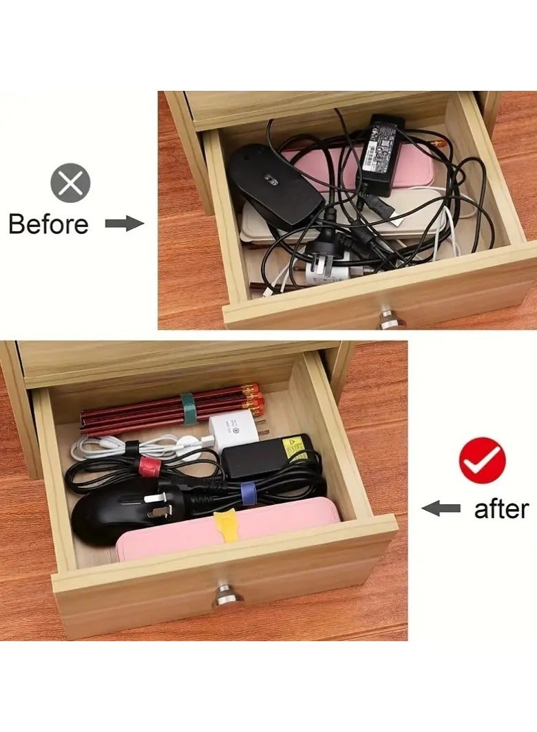 Cable Management Straps - Reusable Organizers,Durable Microfiber Fabric Straps For Organizing Cables & Accessories. Strong Buckle With Loop Secures Items Efficiently. Size: 15 x 1.9 cm. Pack Includes 60 Straps, Black. - Image 5